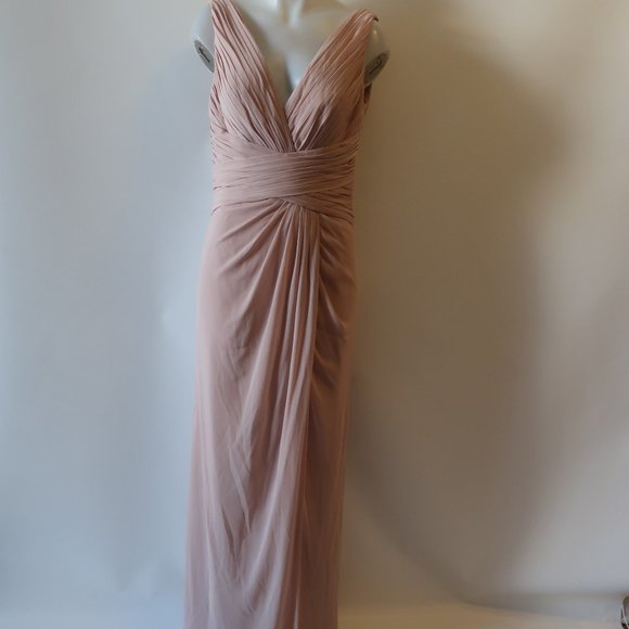 NWT WOMENS WATTERS & WATTERS BLUSH PINK PLEATED SLEEVELESS GOWN 10 * - Picture 3 of 14